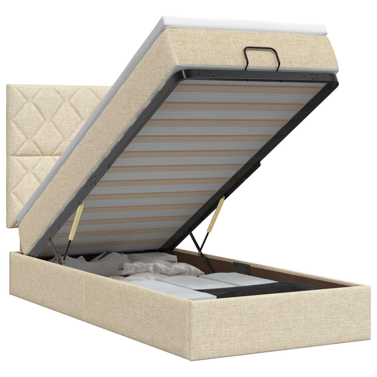 Ottoman seng med madras Cremefarvet 100 x 200 cm Stof