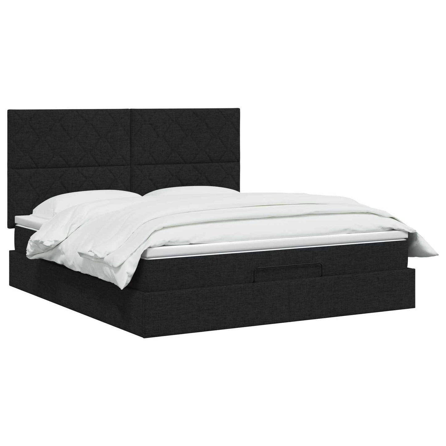 Ottoman seng med madras med hovedgærde Sort 140 x 190 cm Stof