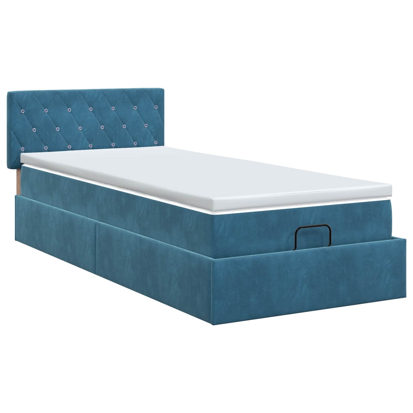 Ottoman seng med madras Mørk blå 90 x 200 cm Fløjl