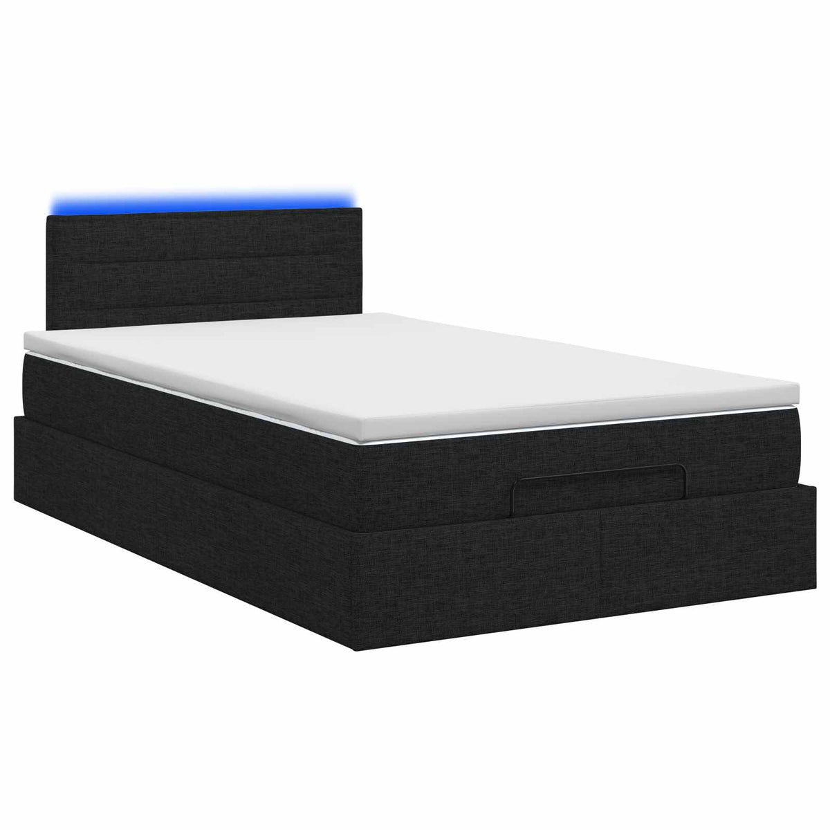 Ottoman seng med madras og LED Sort 120 x 190 cm Stof
