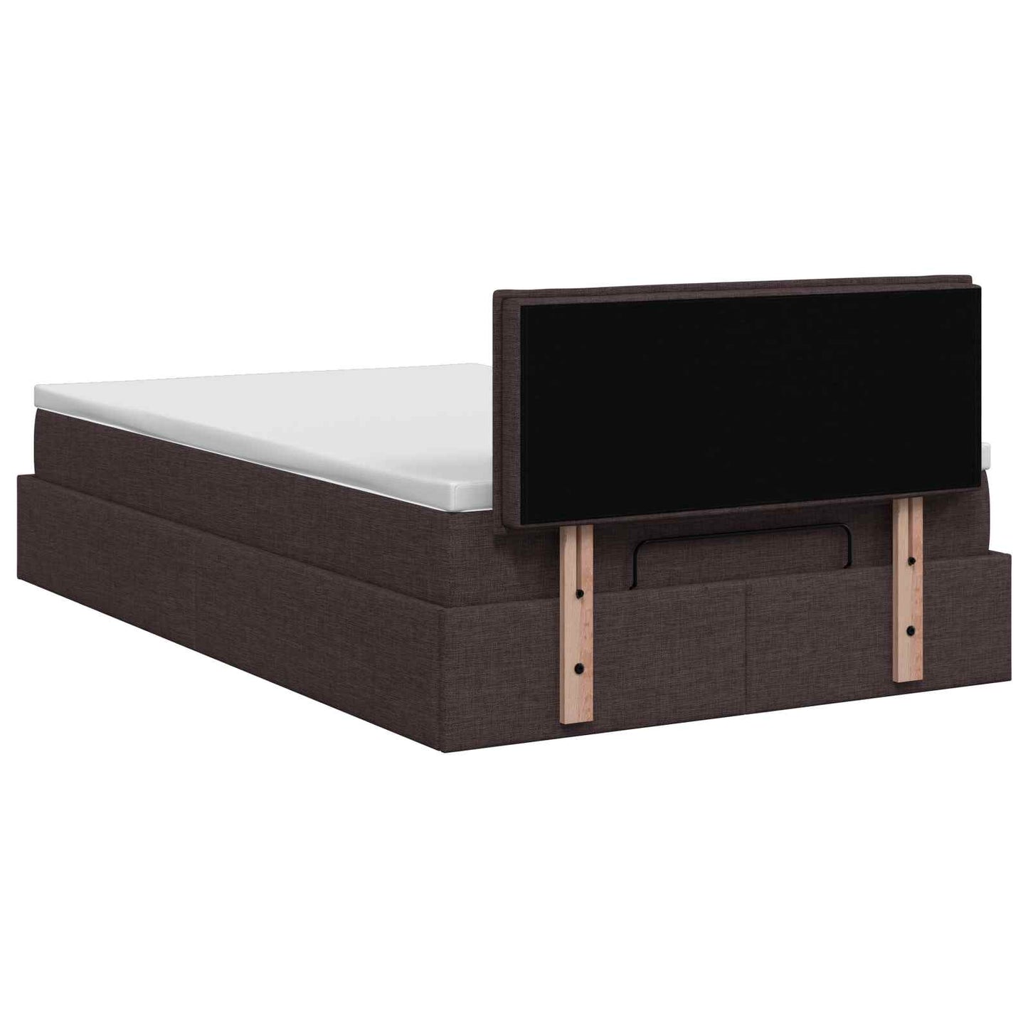 Ottoman seng med madras og LED Mørk Brun 120 x 190 cm Stof