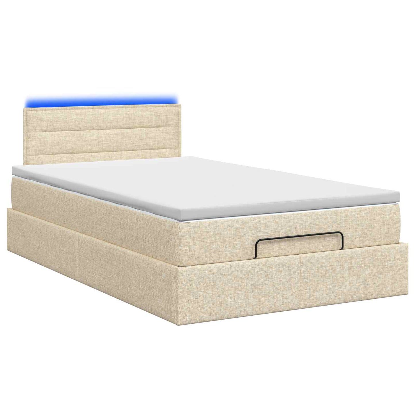 Ottoman seng med madras og LED Cremefarvet 120 x 190 cm Stof