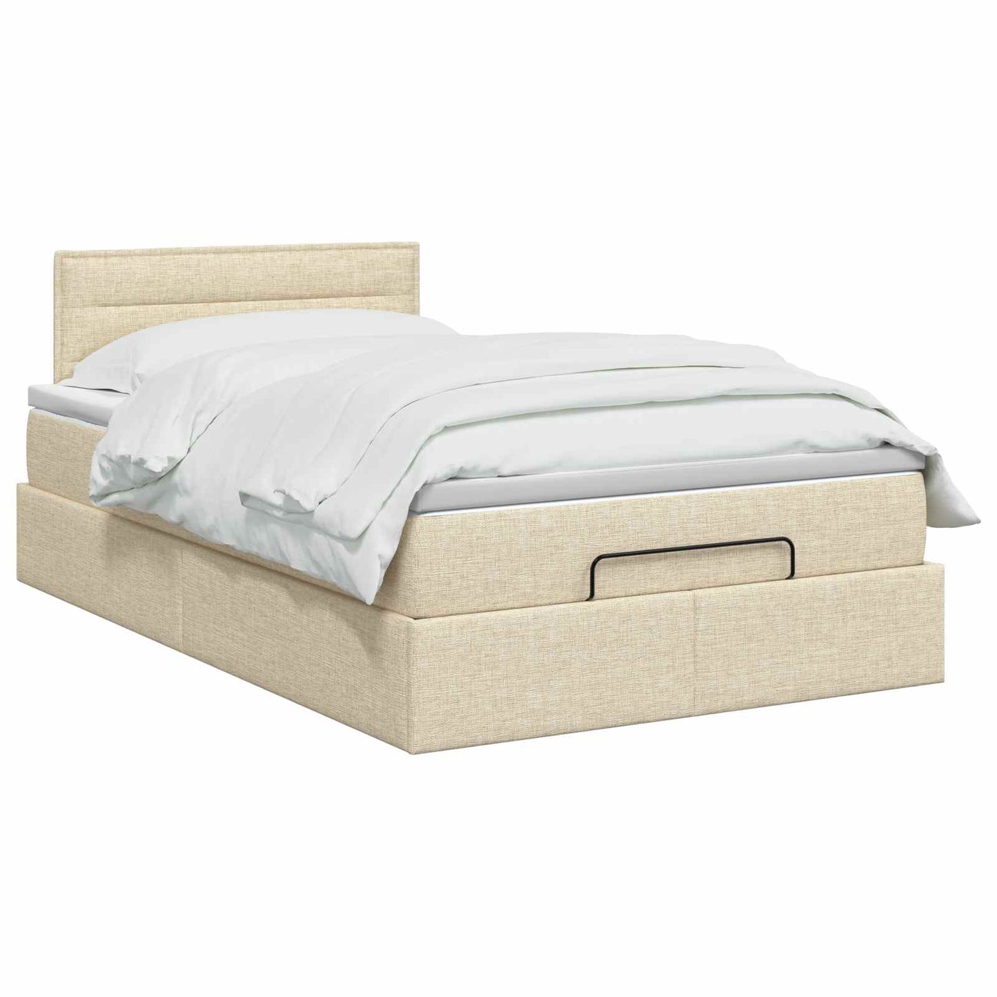 Ottoman seng med madras og LED Cremefarvet 120 x 190 cm Stof