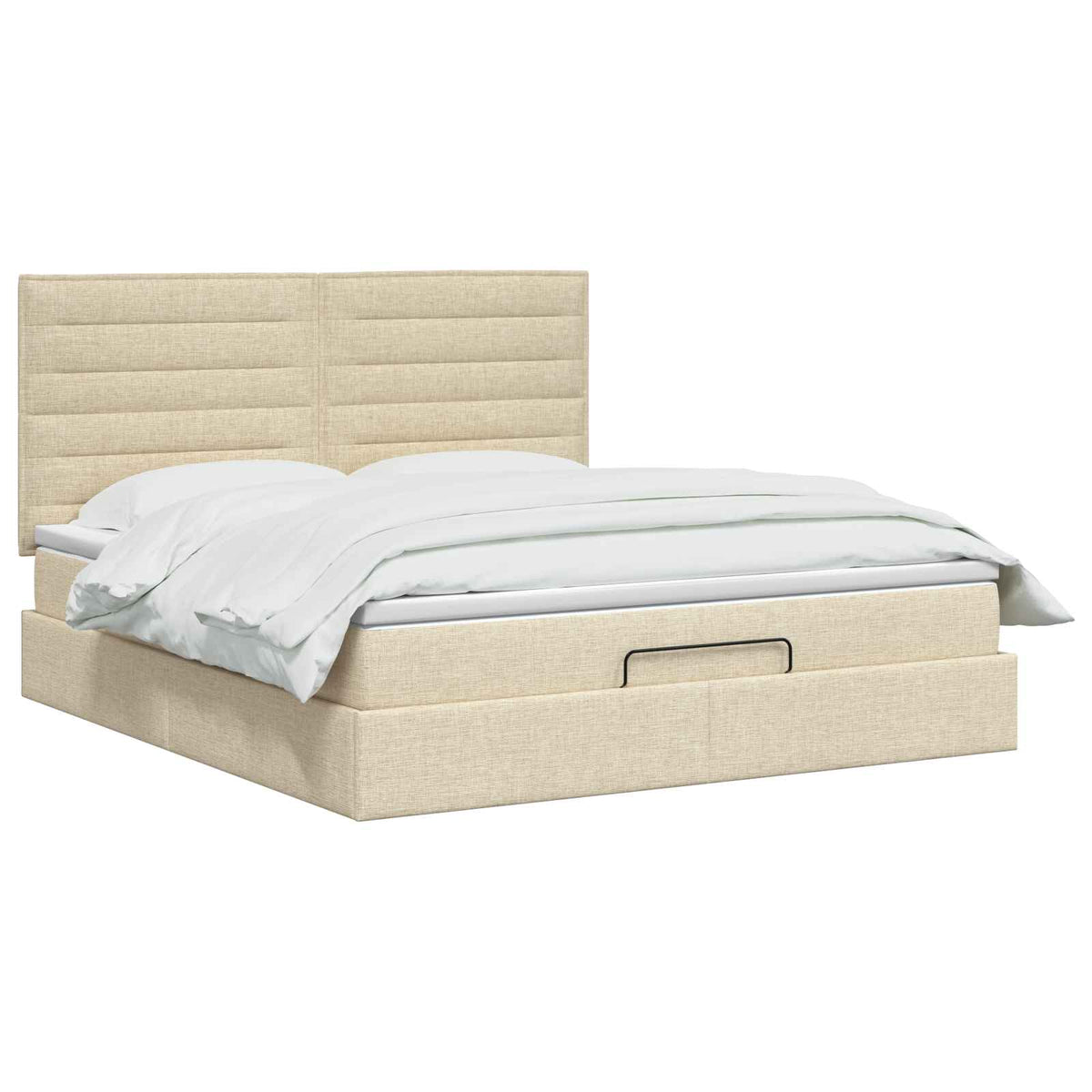 Ottoman seng med madras og LED Cremefarvet 140 x 200 cm Stof
