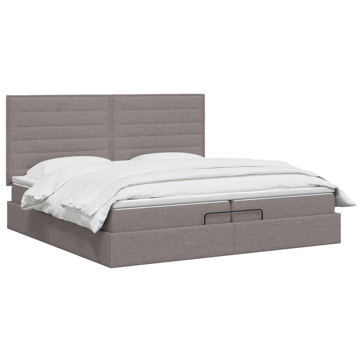 Ottoman seng med madras og LED Gråbrun 200 x 200 cm Stof