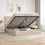 Ottoman seng med madras og LED Cremefarvet 200 x 200 cm Stof