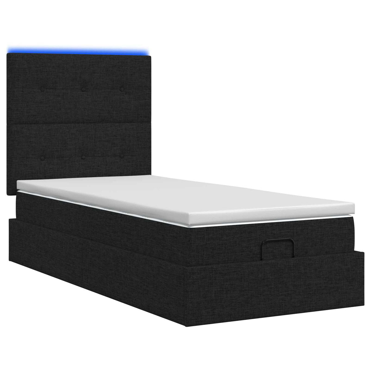 Ottoman seng med madras og LED Sort 80 x 200 cm Stof