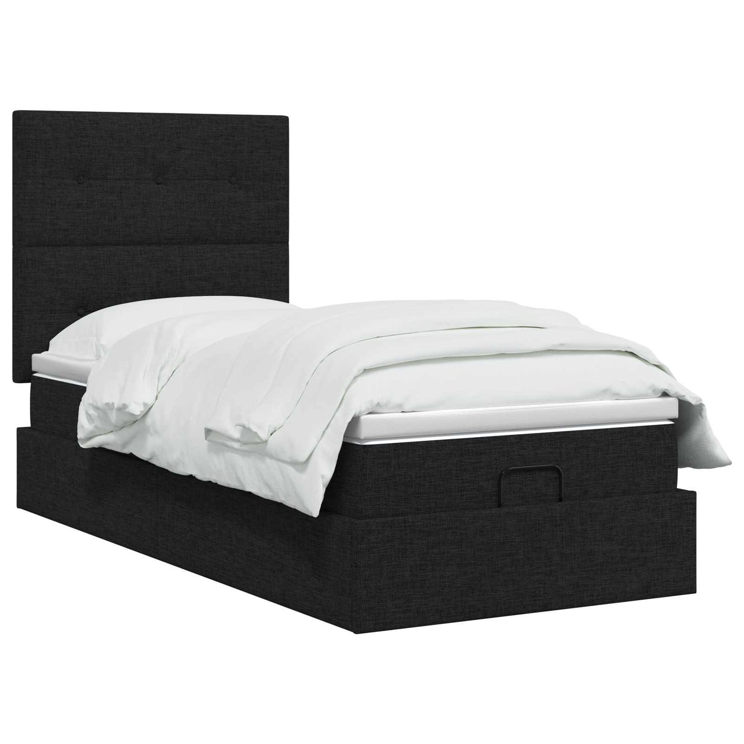 Ottoman seng med madras og LED Sort 90 x 190 cm Stof