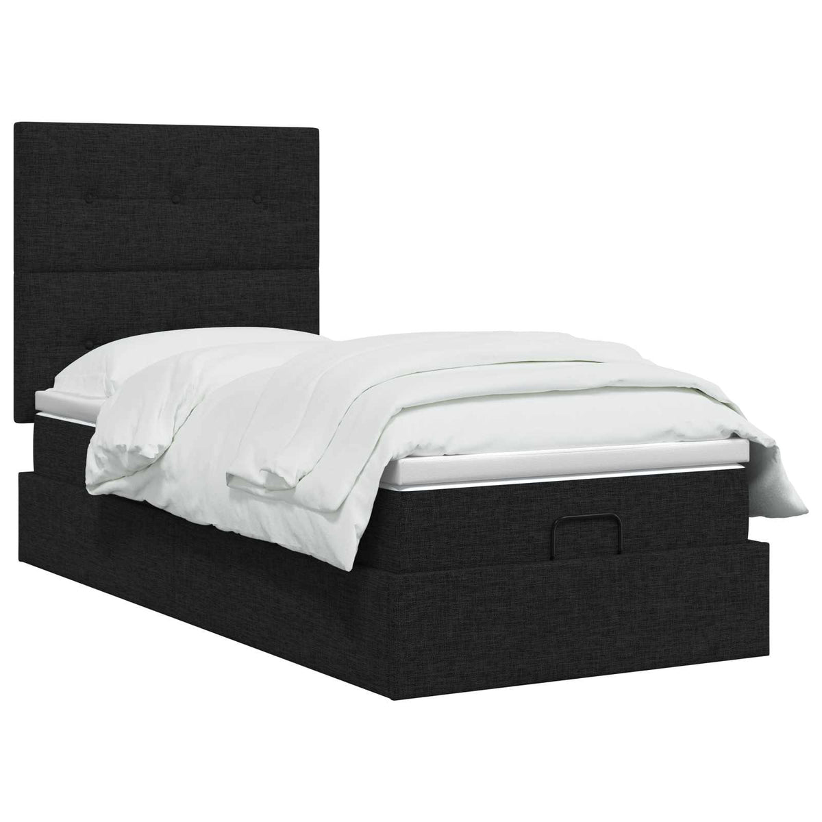 Ottoman seng med madras og LED Sort 100 x 200 cm Stof