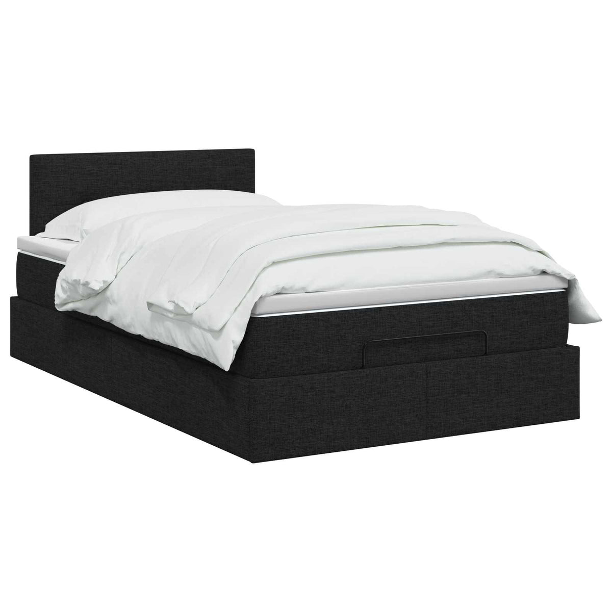 Ottoman seng med madras og LED Sort 120 x 190 cm Stof