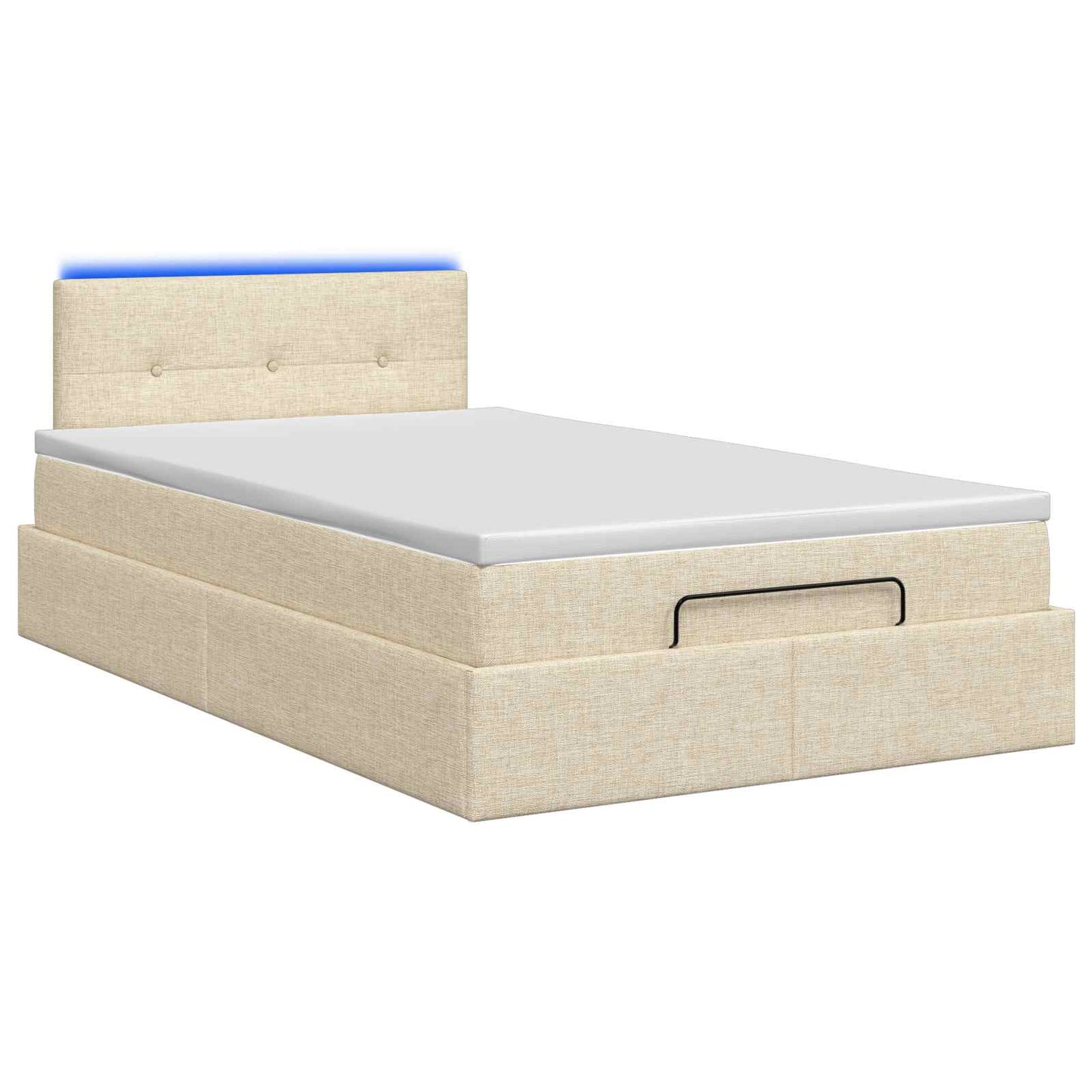 Ottoman seng med madras og LED Cremefarvet 120 x 190 cm Stof