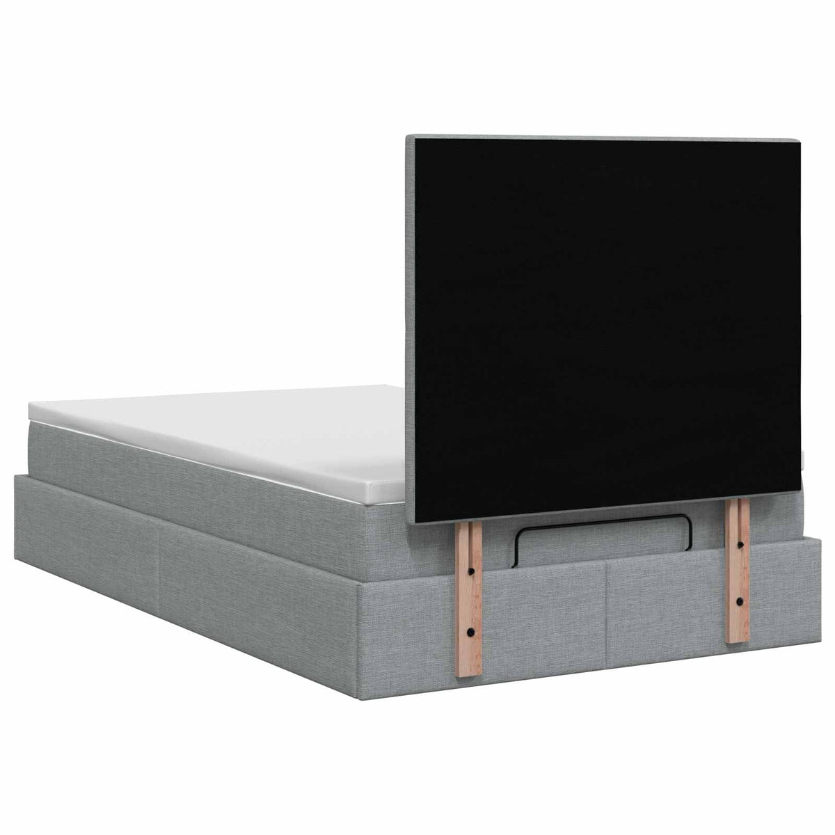 Ottoman seng med madras og LED Lysegrå 120 x 200 cm Stof