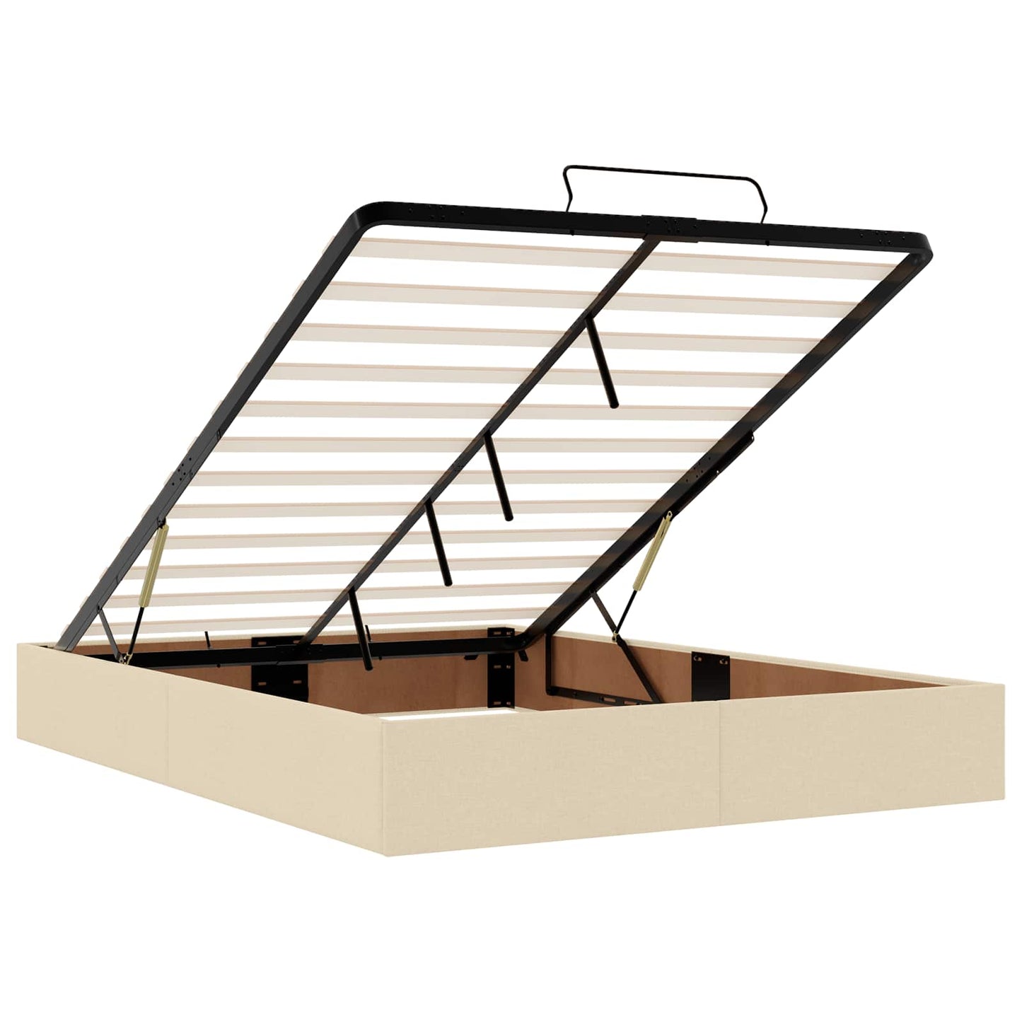 Ottoman seng med madras og LED Cremefarvet 140 x 190 cm Stof