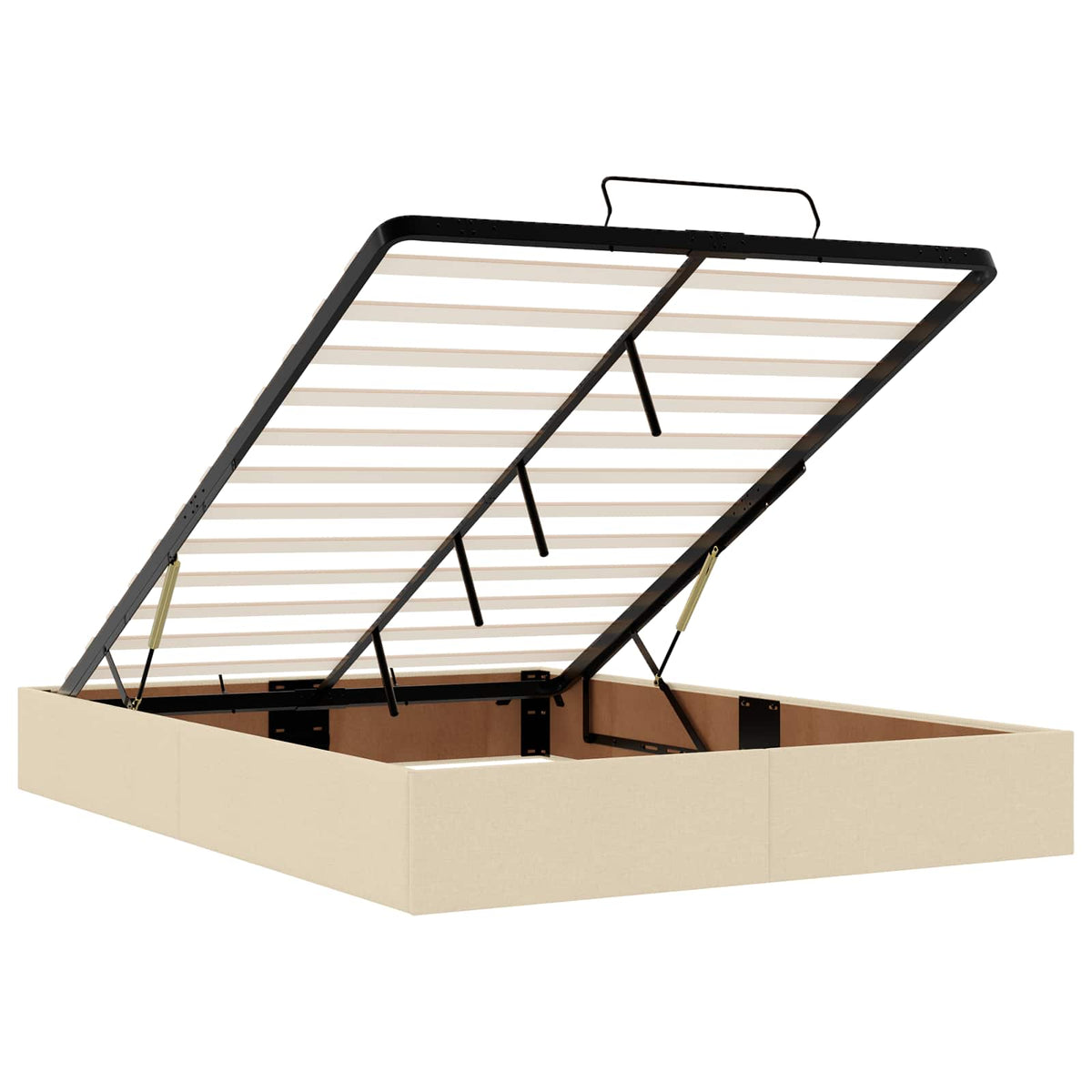 Ottoman seng med madras og LED Cremefarvet 140 x 200 cm Stof