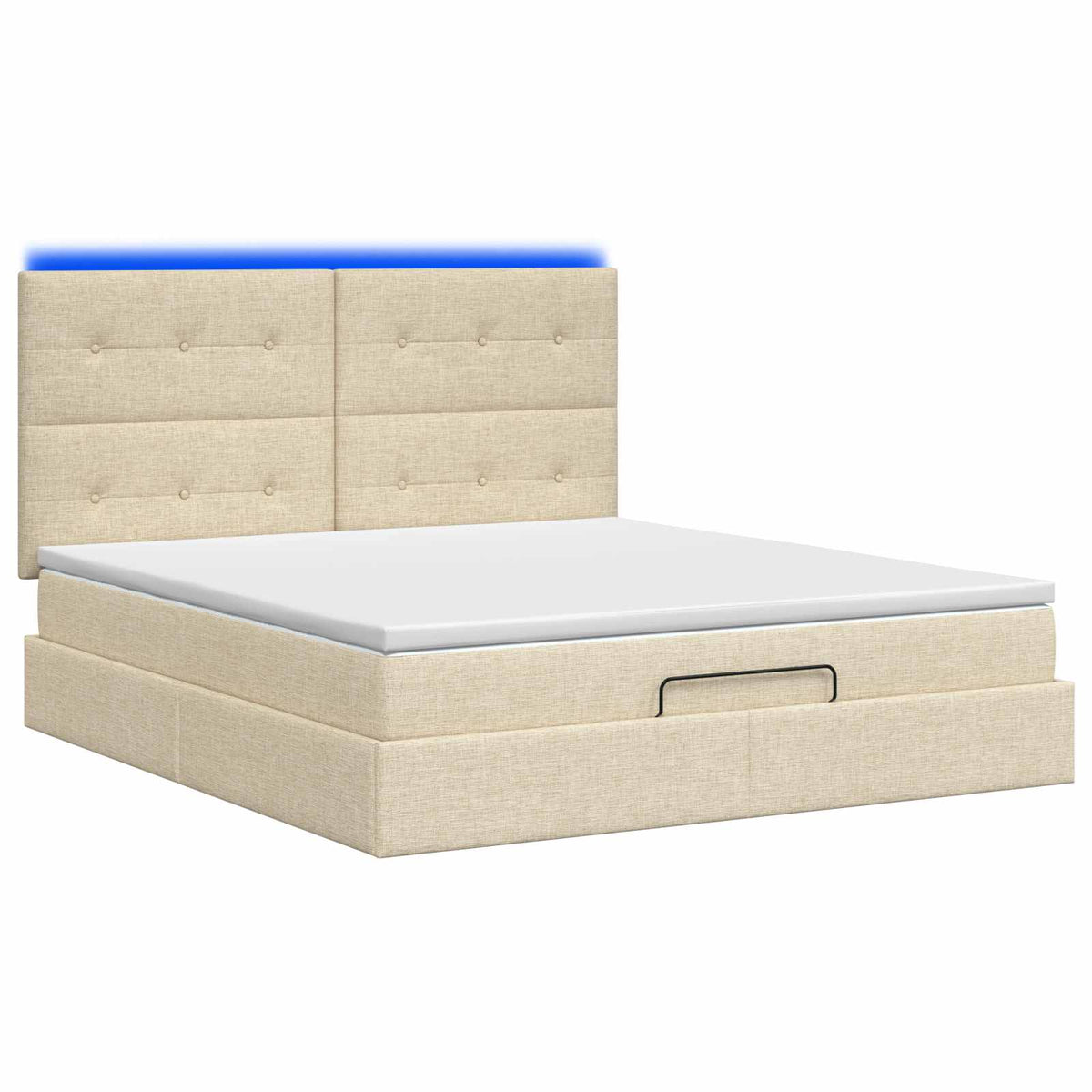 Ottoman seng med madras og LED Cremefarvet 140 x 200 cm Stof