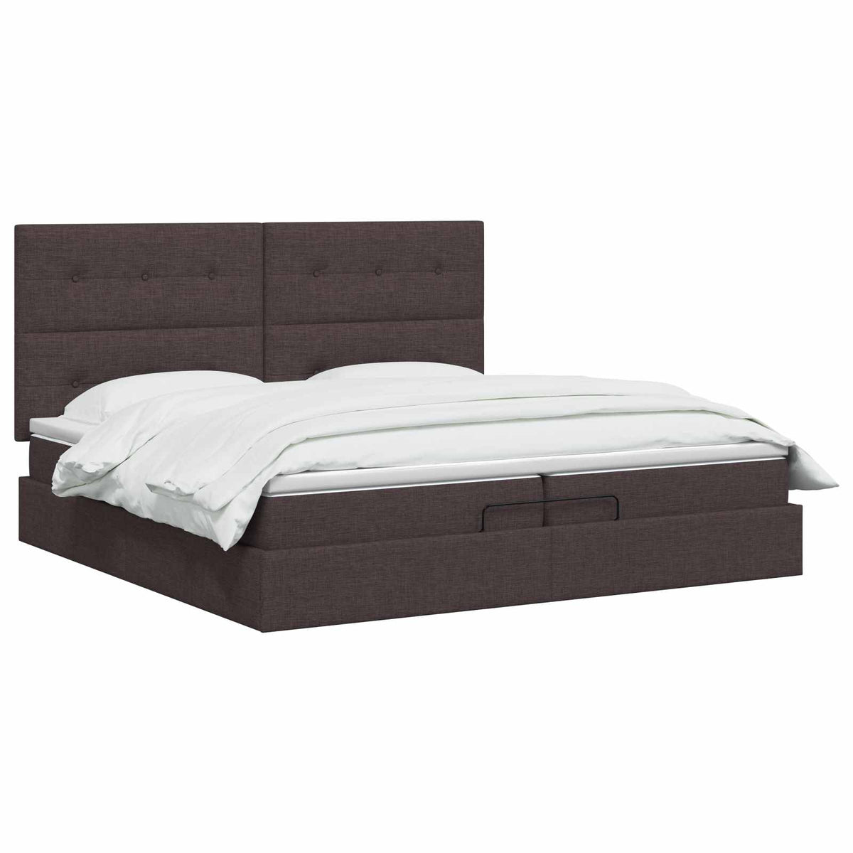 Ottoman seng med madras og LED Mørk Brun 200 x 200 cm Stof