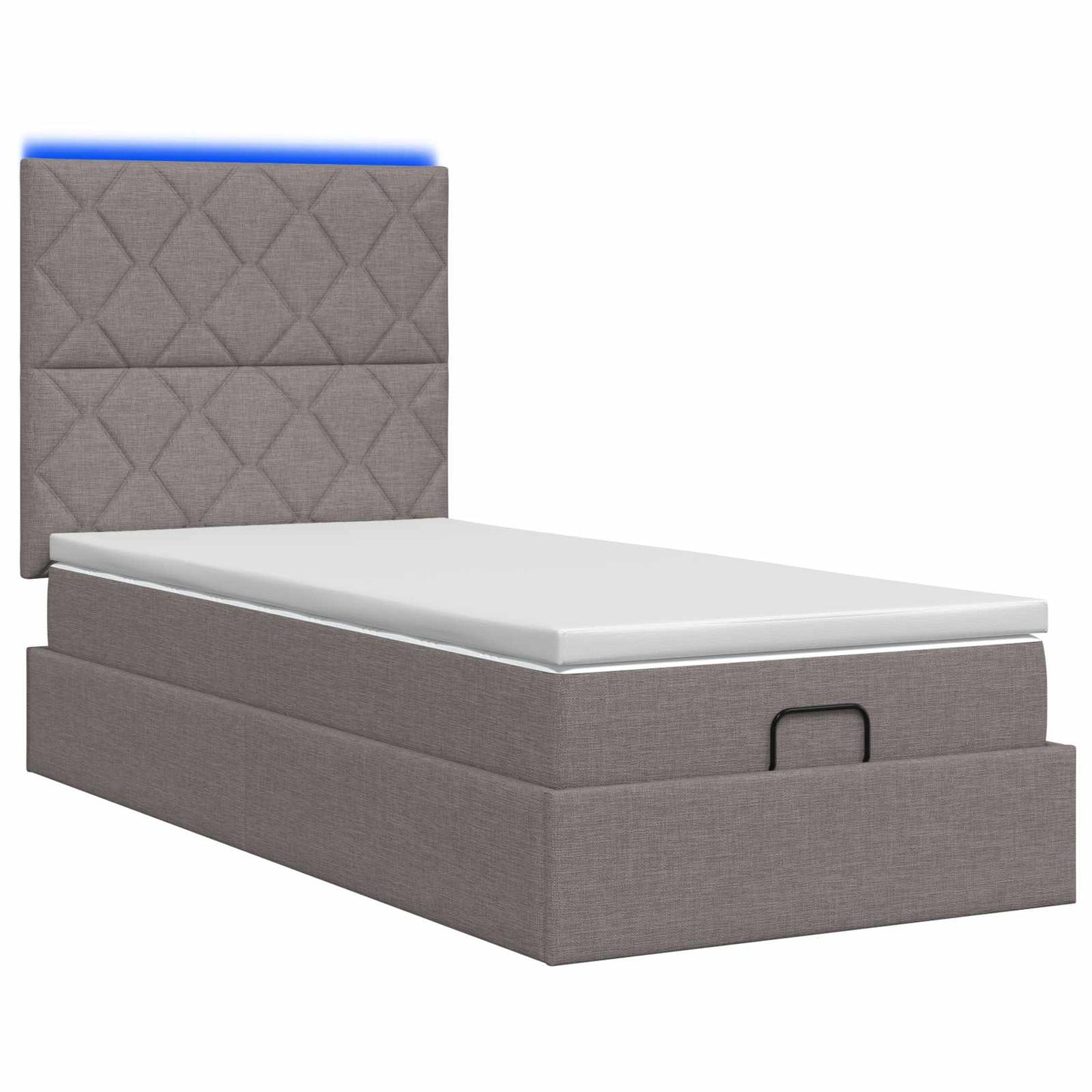 Ottoman seng med madras og LED Gråbrun 80 x 200 cm Stof