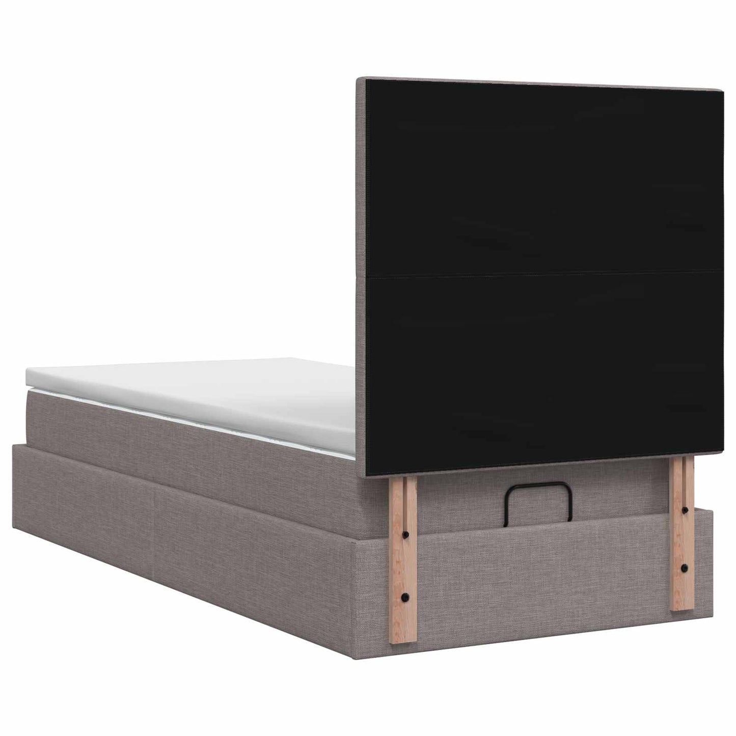 Ottoman seng med madras og LED Gråbrun 80 x 200 cm Stof
