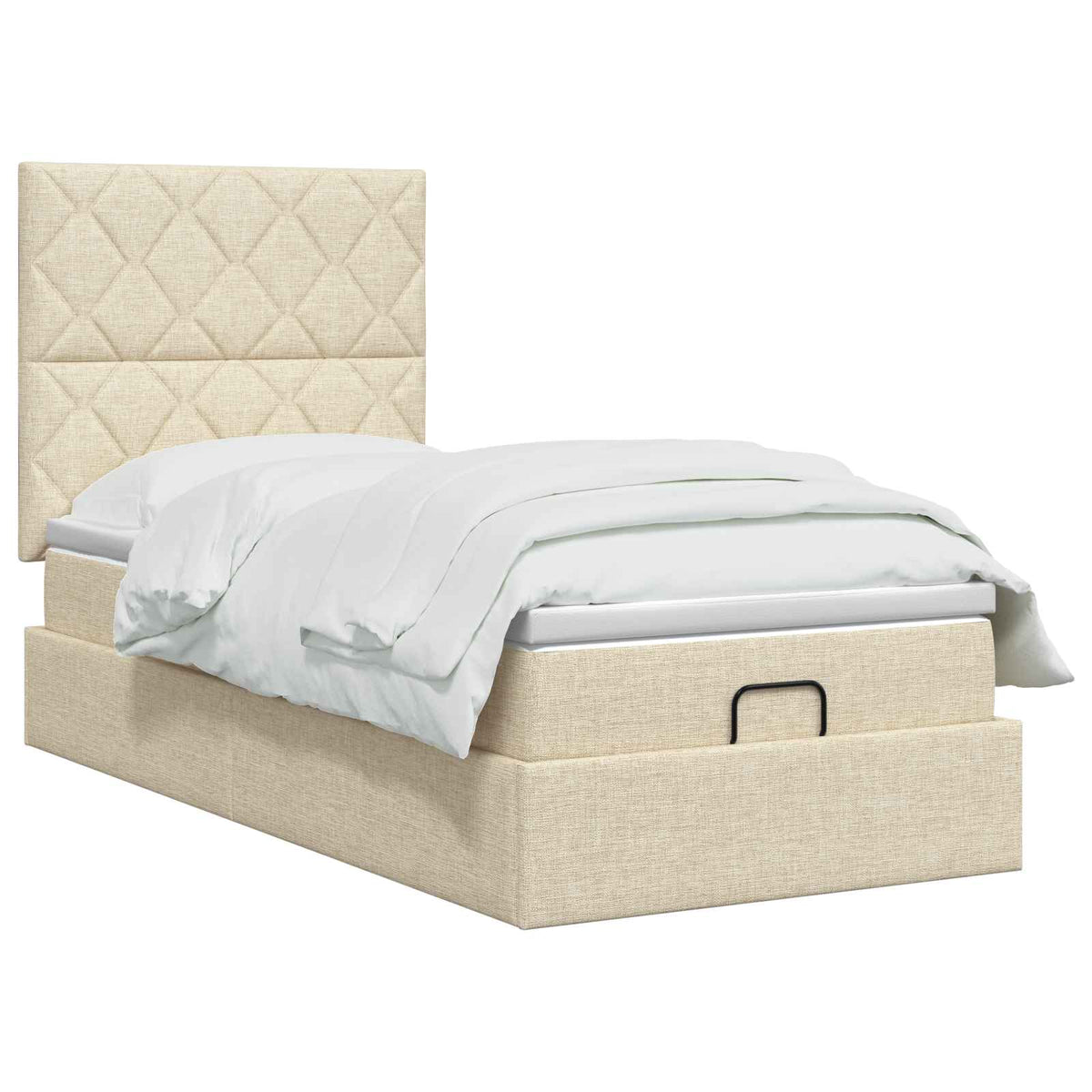 Ottoman seng med madras og LED Cremefarvet 90 x 190 cm Stof