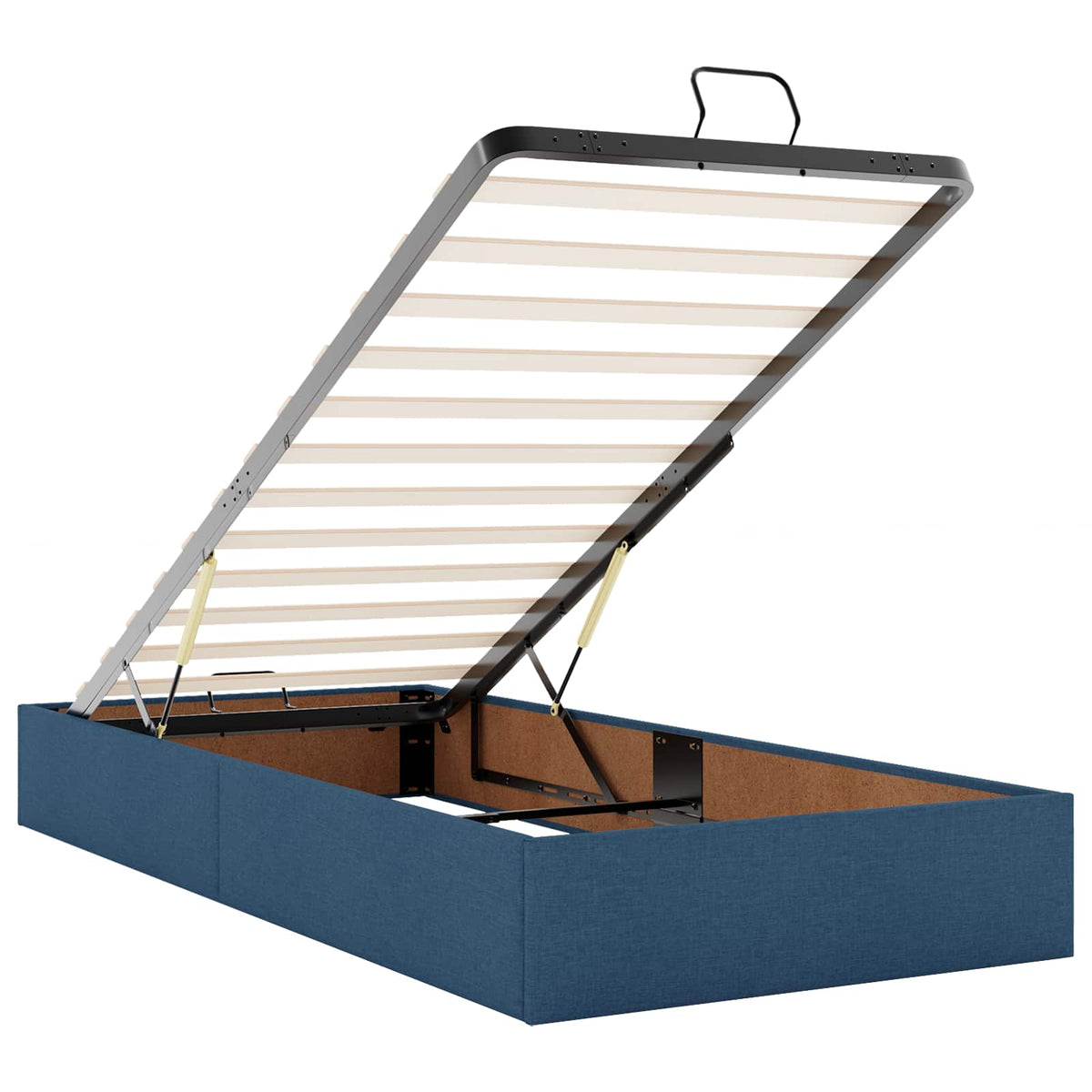 Ottoman seng med madras og LED Blå 90 x 190 cm Stof