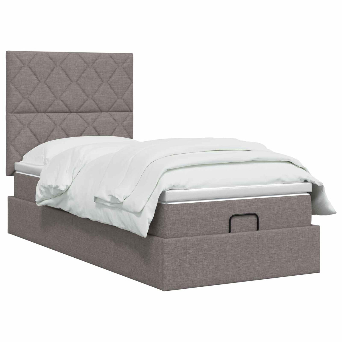 Ottoman seng med madras og LED Gråbrun 90 x 200 cm Stof