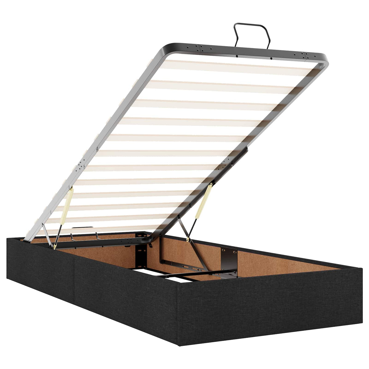 Ottoman seng med madras og LED Sort 100 x 200 cm Stof