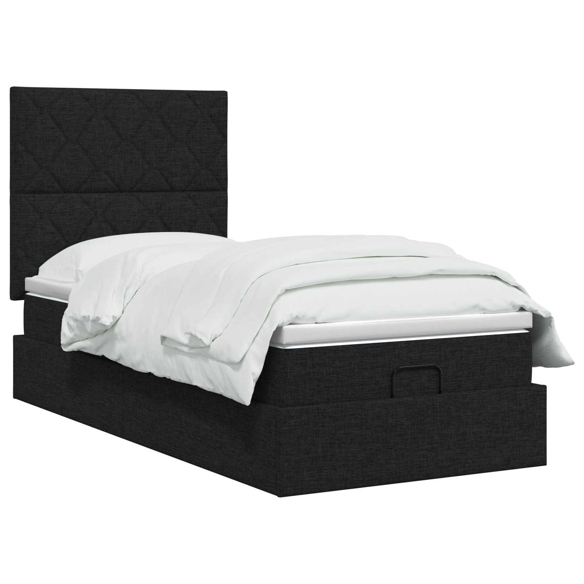 Ottoman seng med madras og LED Sort 100 x 200 cm Stof