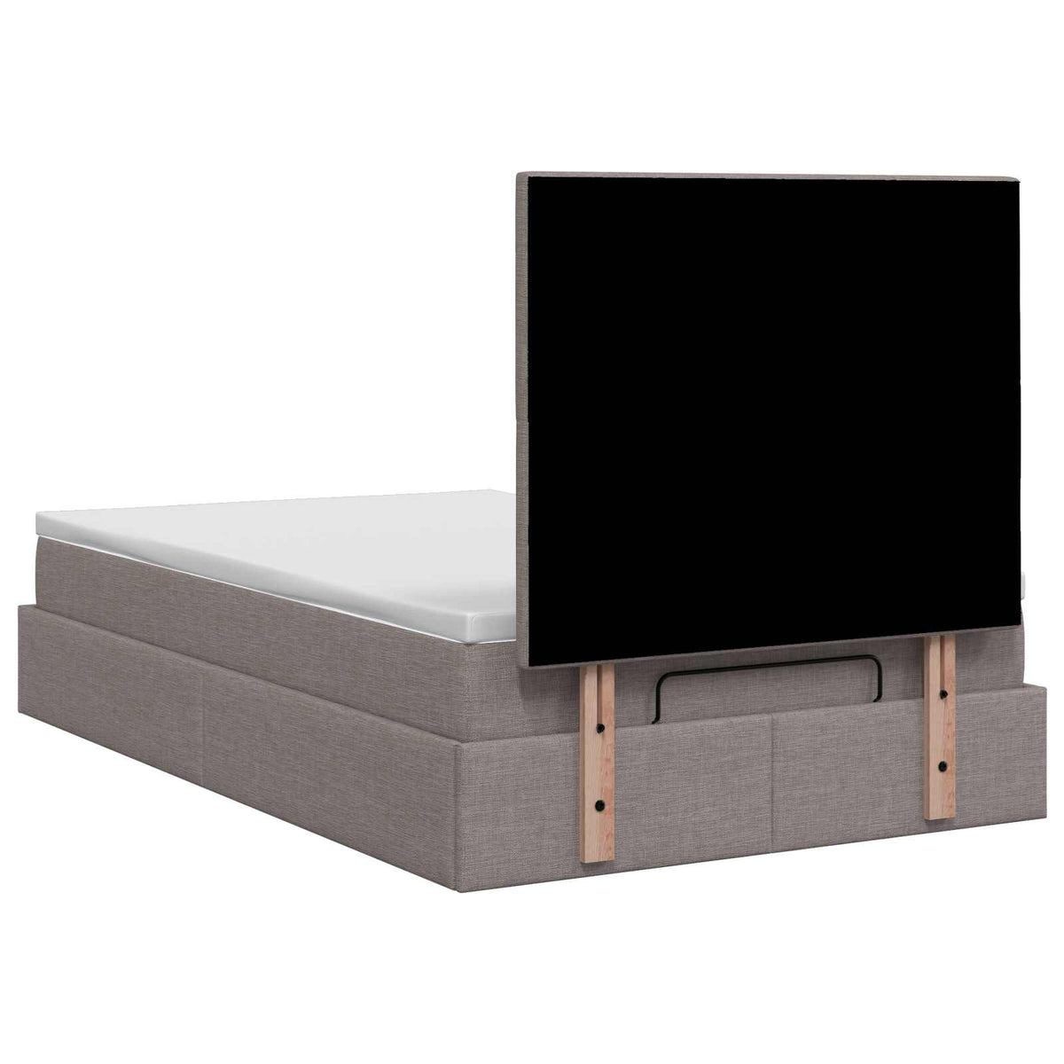 Ottoman seng med madras og LED Gråbrun 120 x 200 cm Stof
