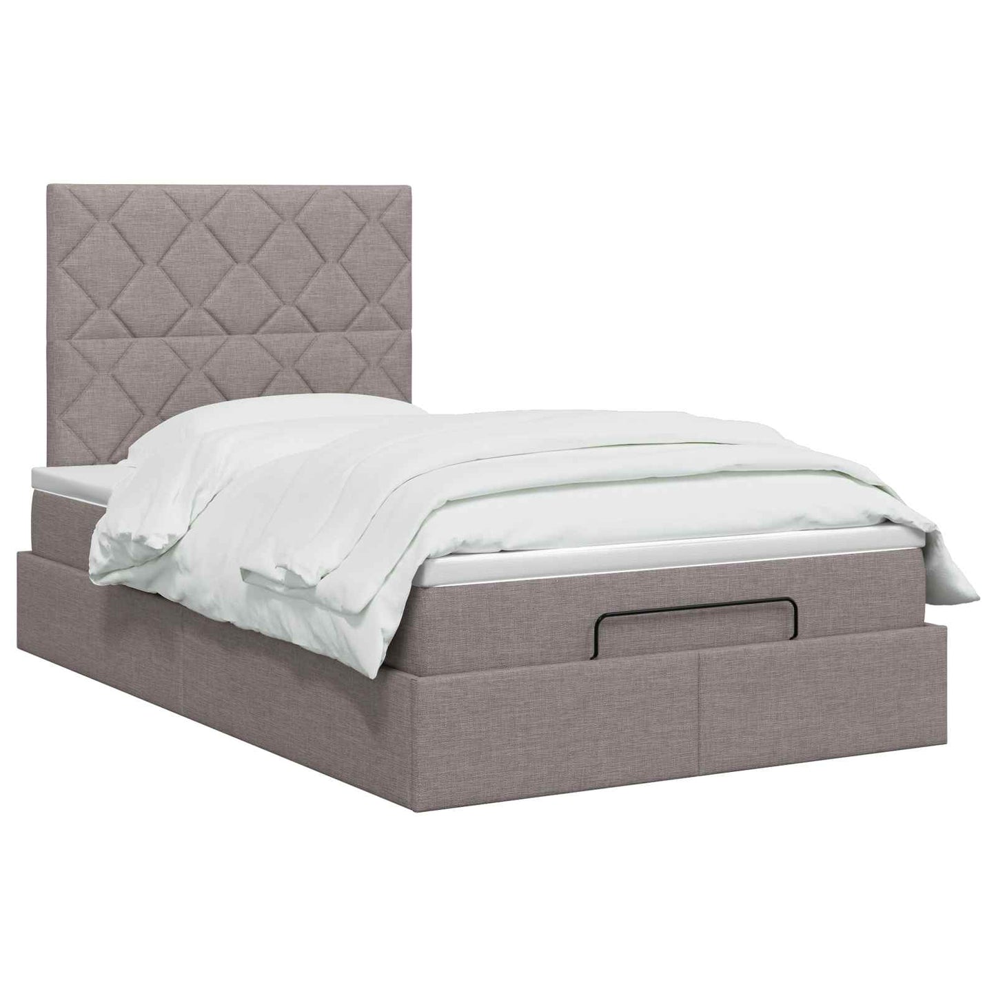 Ottoman seng med madras og LED Gråbrun 120 x 200 cm Stof