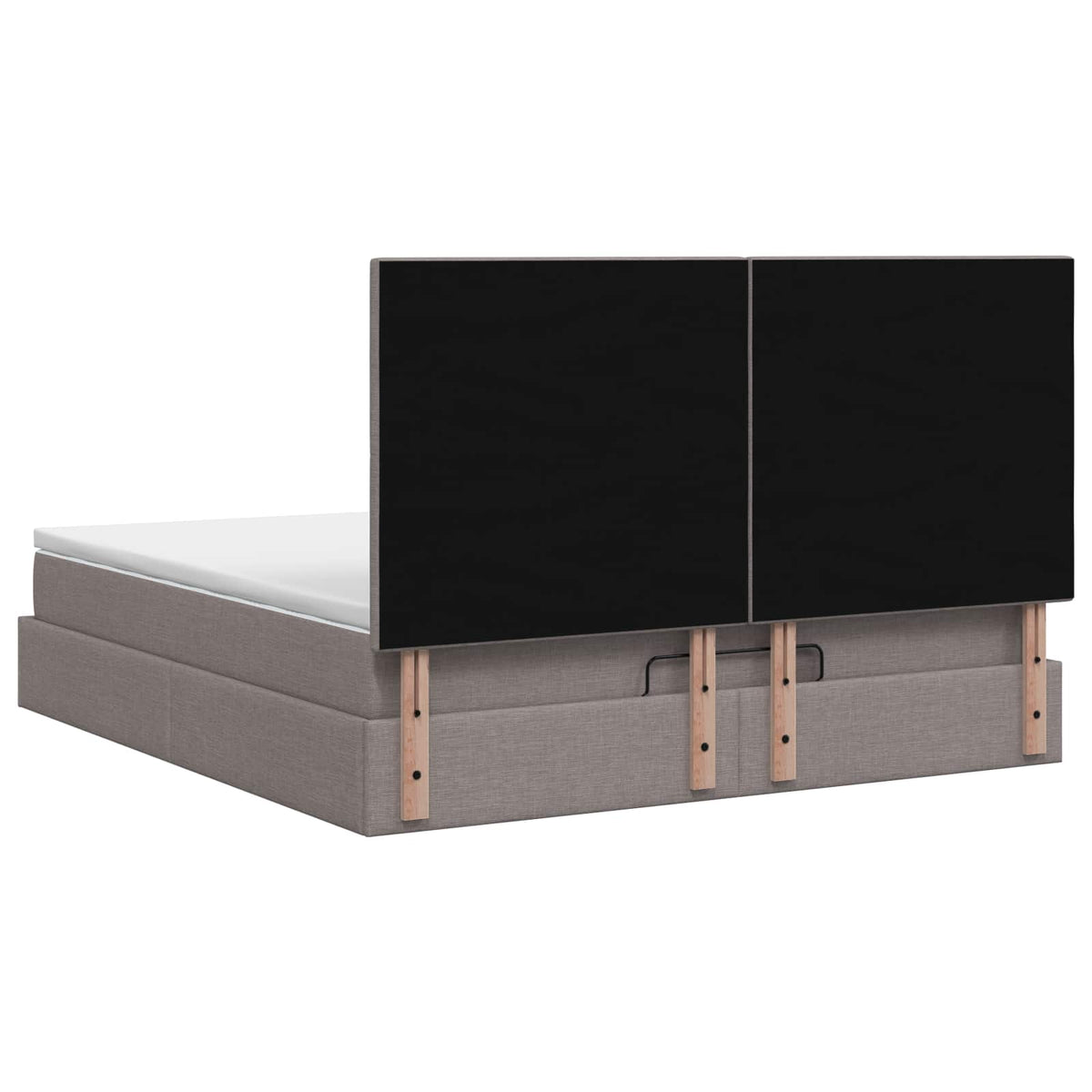 Ottoman seng med madras og LED Gråbrun 140 x 190 cm Stof