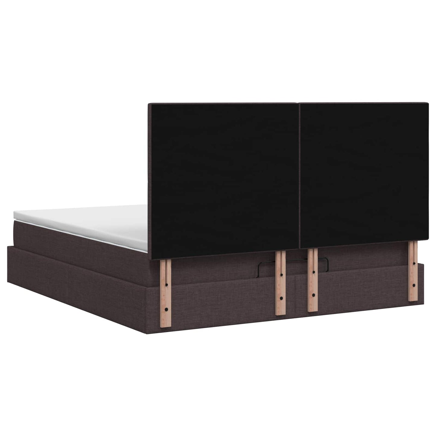 Ottoman seng med madras og LED Mørk Brun 140 x 200 cm Stof