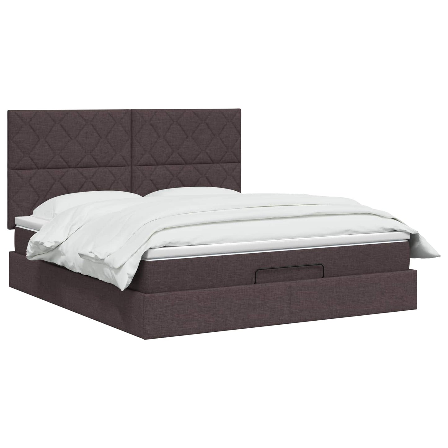 Ottoman seng med madras og LED Mørk Brun 140 x 200 cm Stof