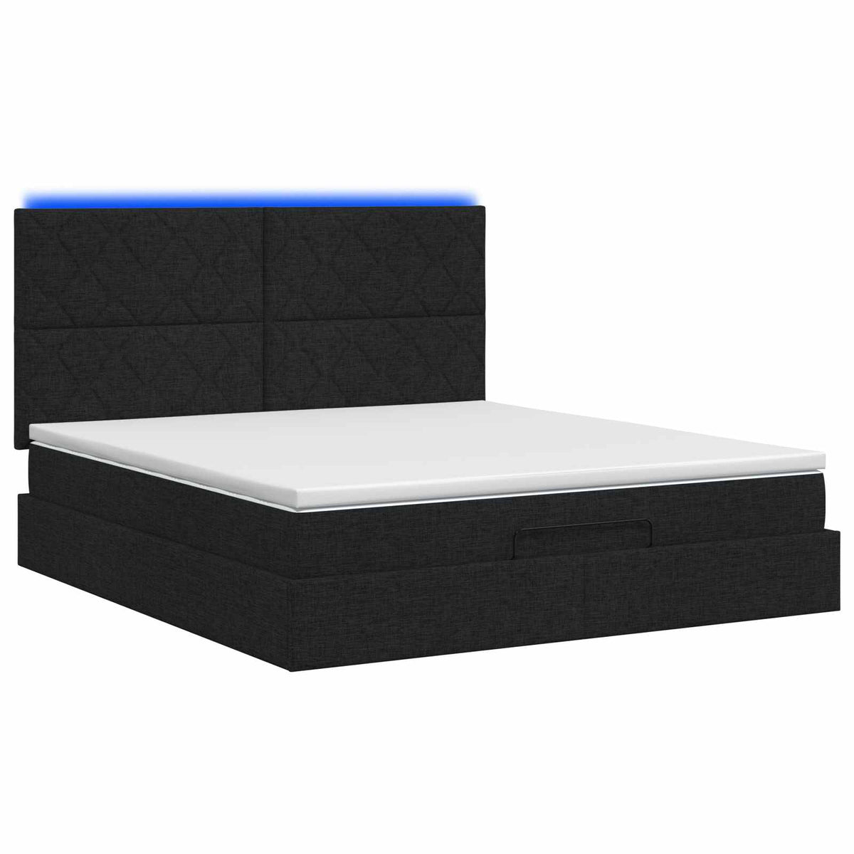 Ottoman seng med madras og LED Sort 160 x 200 cm Stof