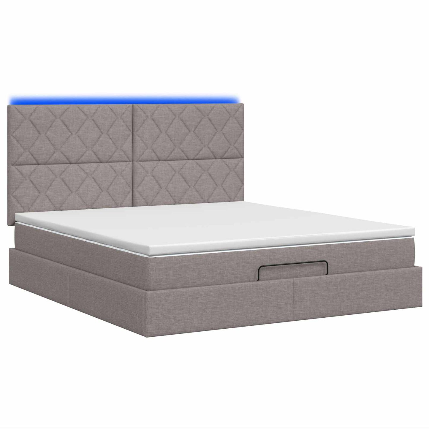 Ottoman seng med madras og LED Gråbrun 180 x 200 cm Stof
