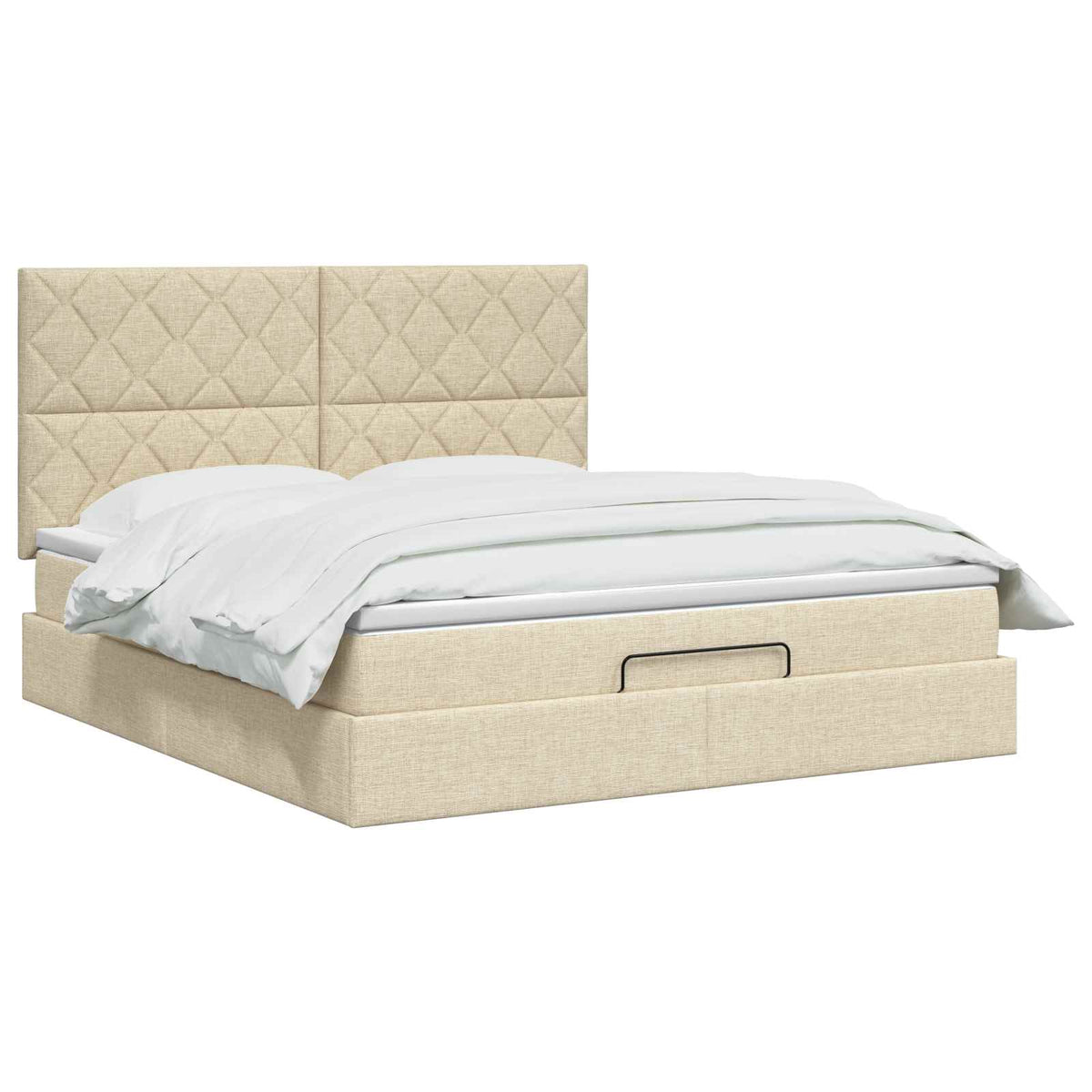 Ottoman seng med madras og LED Cremefarvet 180 x 200 cm Stof