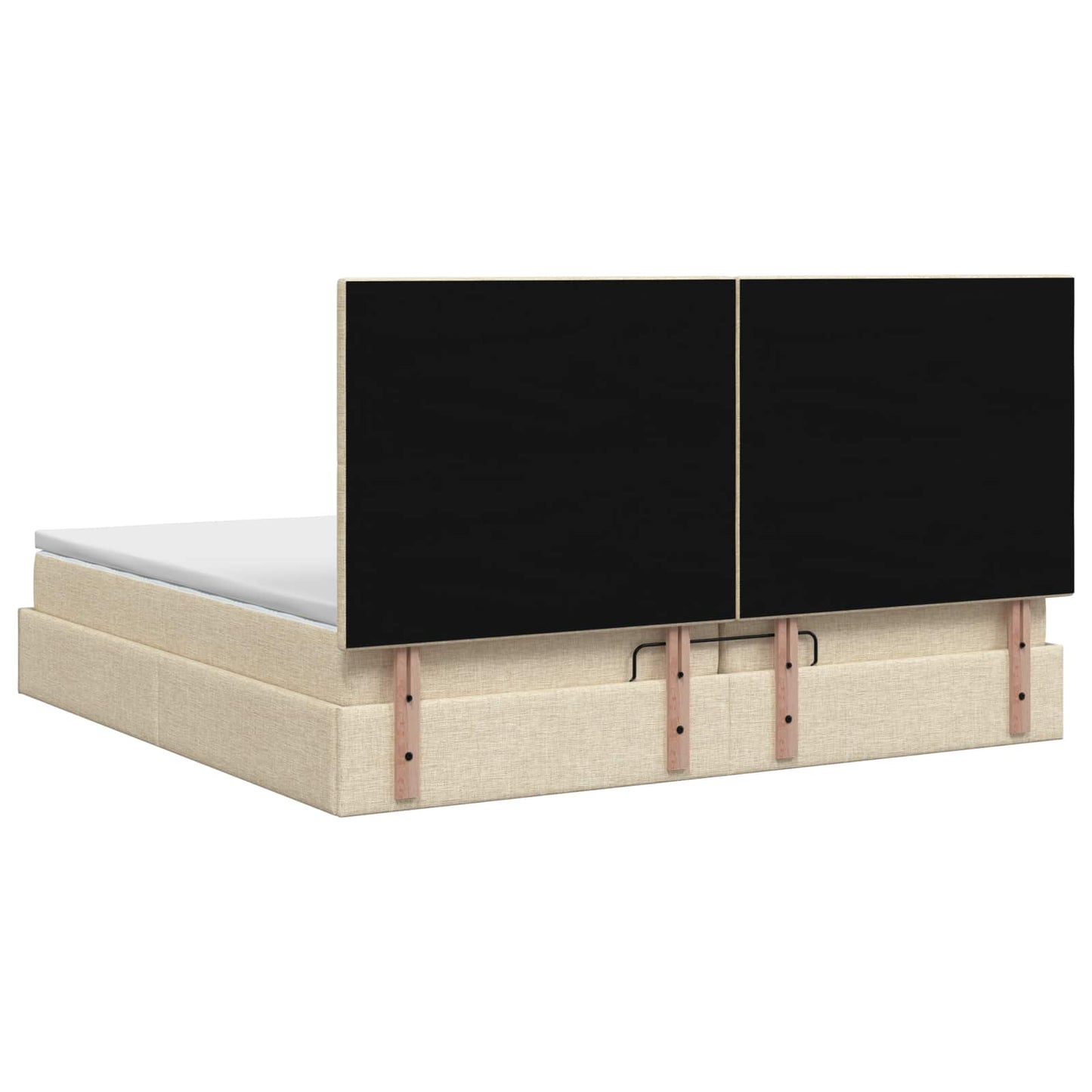 Ottoman seng med madras og LED Cremefarvet 200 x 200 cm Stof