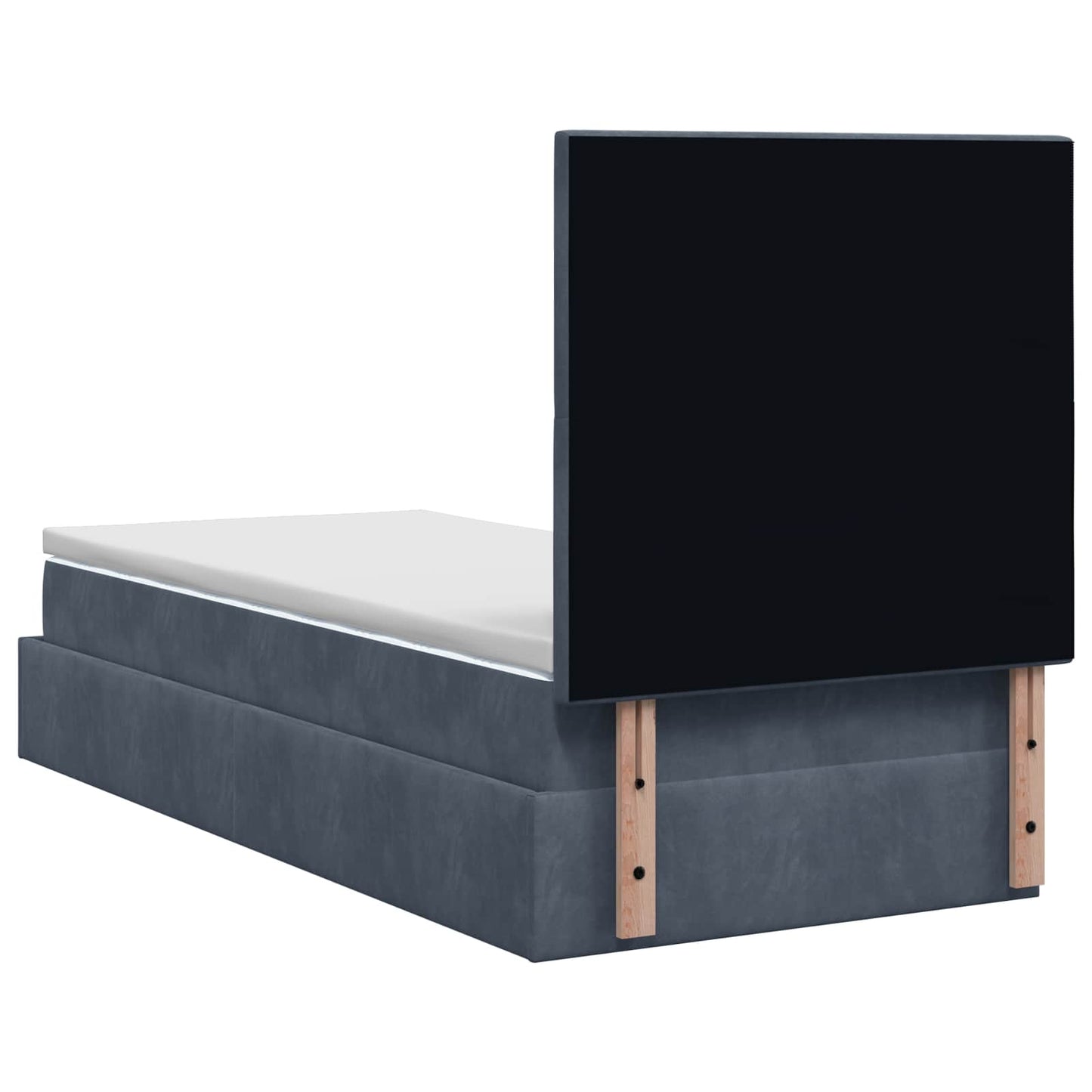 Ottoman seng med madras og LED Mørkegrå 90 x 190 cm Fløjl