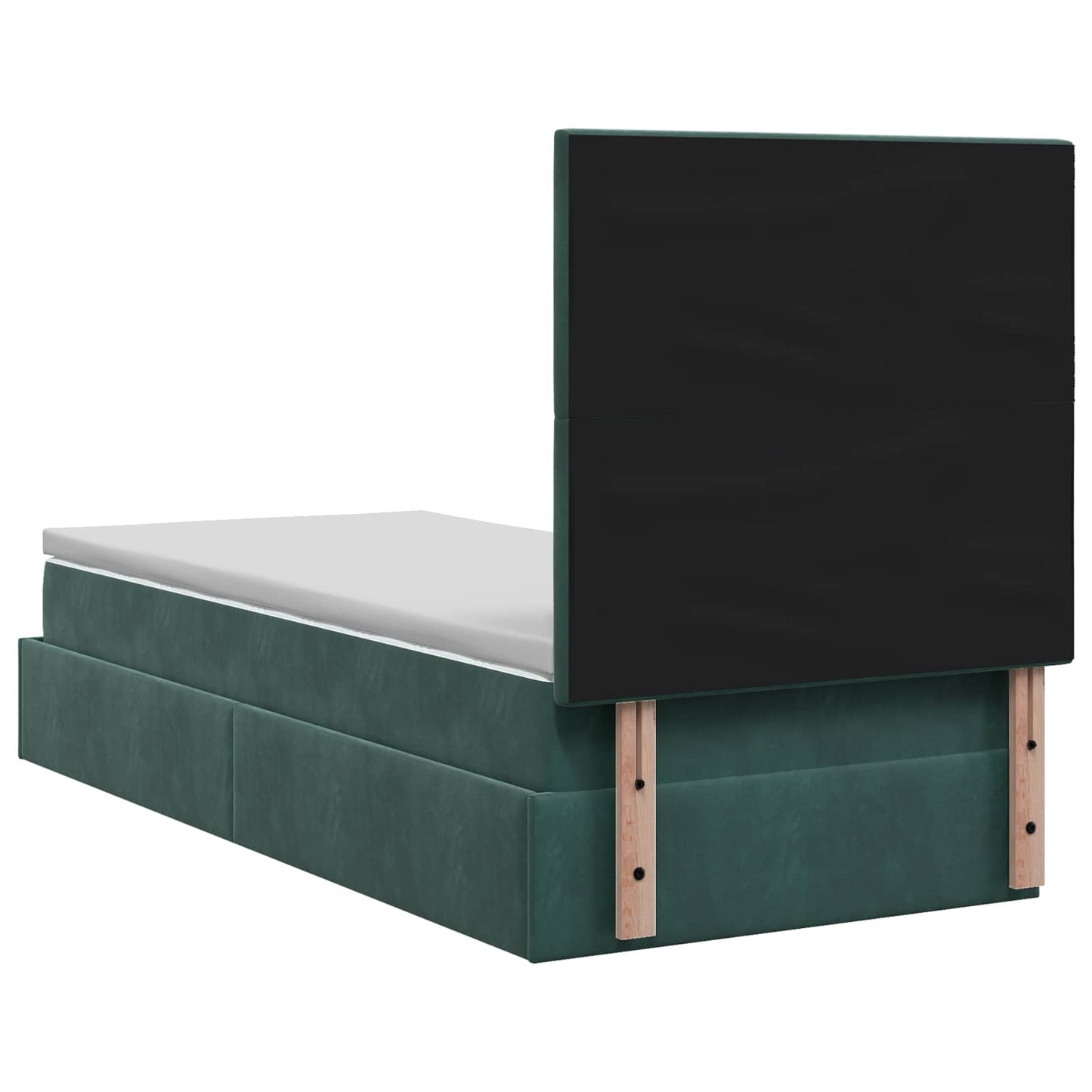 Ottoman seng med madras og LED Mørkegrøn 90 x 190 cm Fløjl