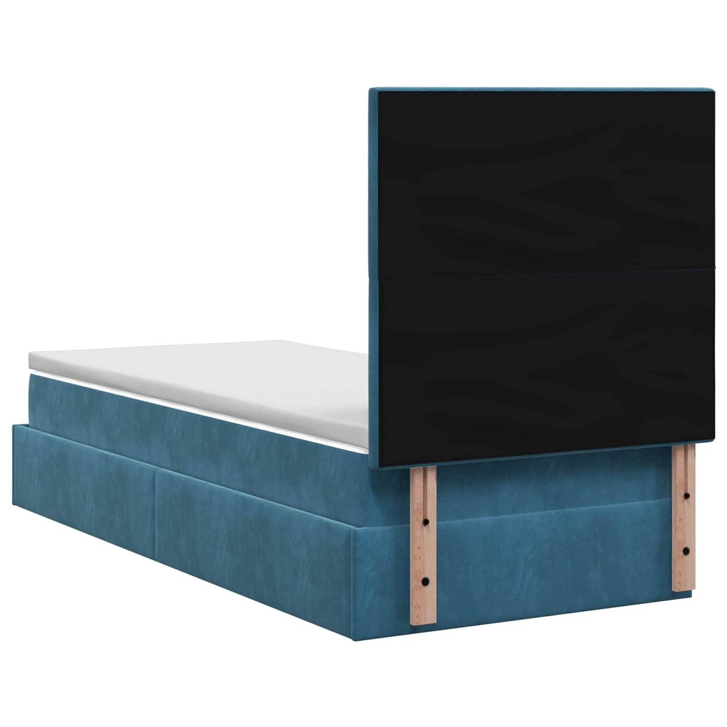 Ottoman seng med madras og LED Mørkeblå 90 x 200 cm Fløjl