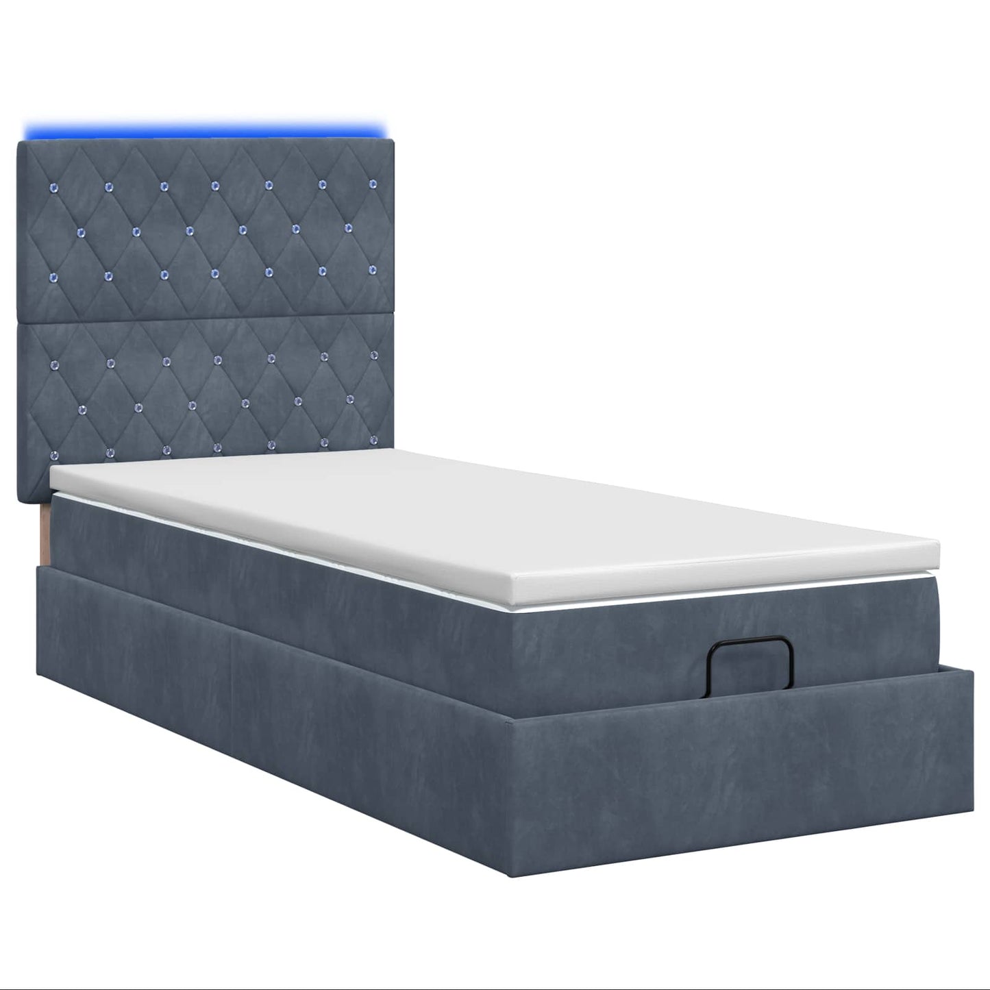 Ottoman seng med madras og LED Mørkegrå 100 x 200 cm Fløjl