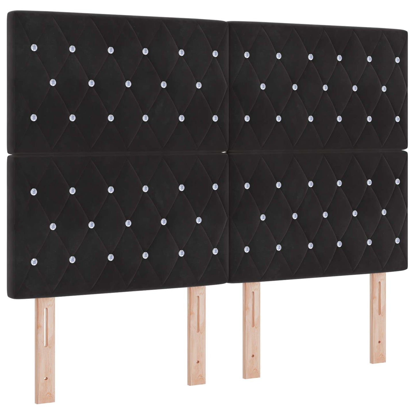 Ottoman seng med madras og LED Sort 140 x 190 cm Fløjl