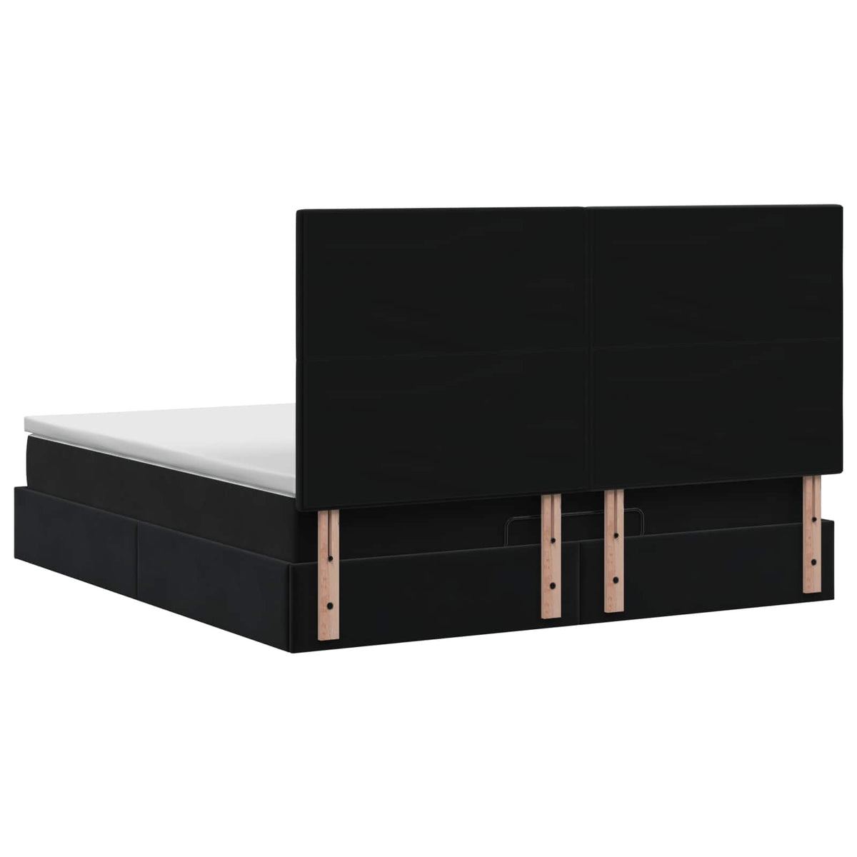 Ottoman seng med madras og LED Sort 140 x 190 cm Fløjl
