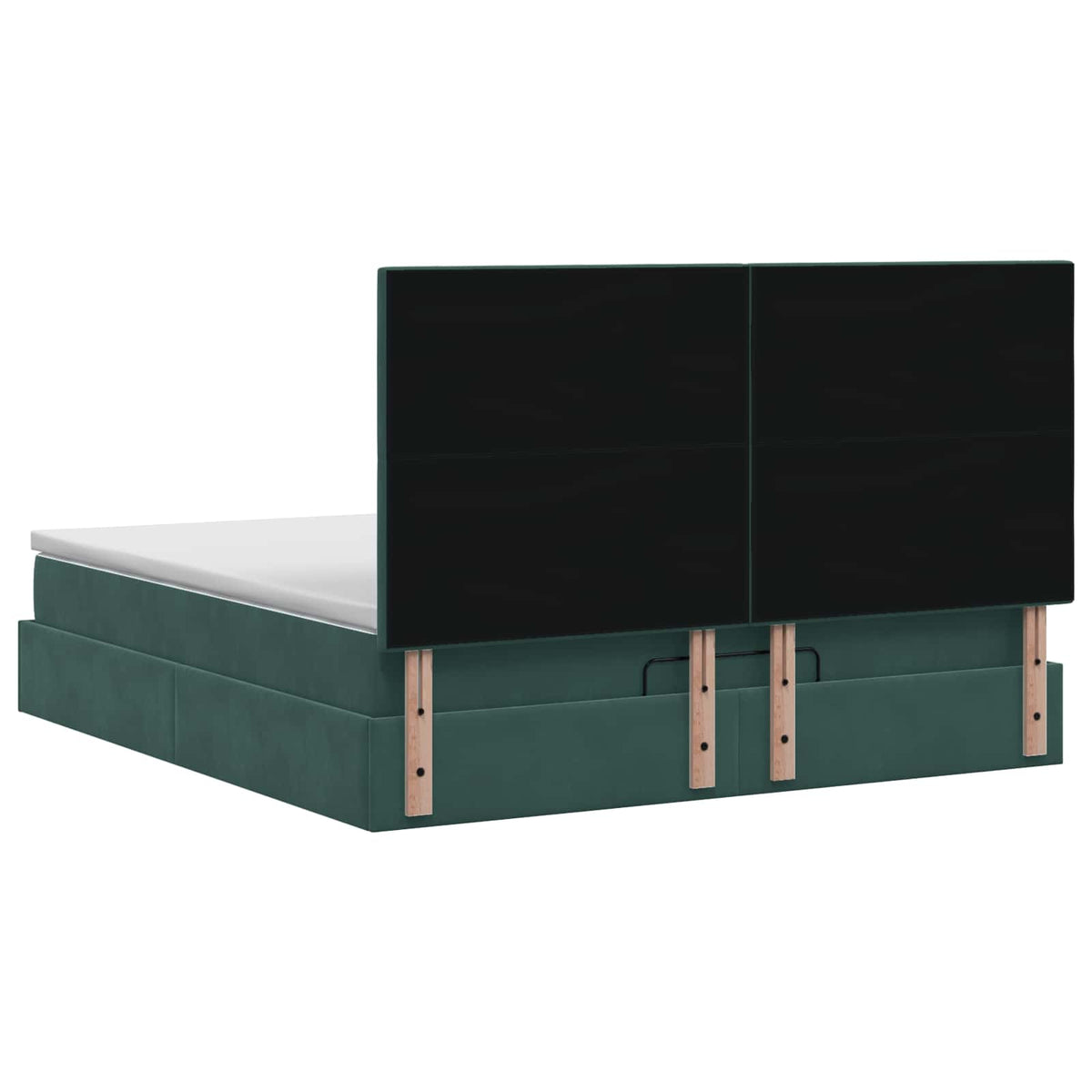 Ottoman seng med madras og LED Mørkegrøn 140 x 190 cm Fløjl