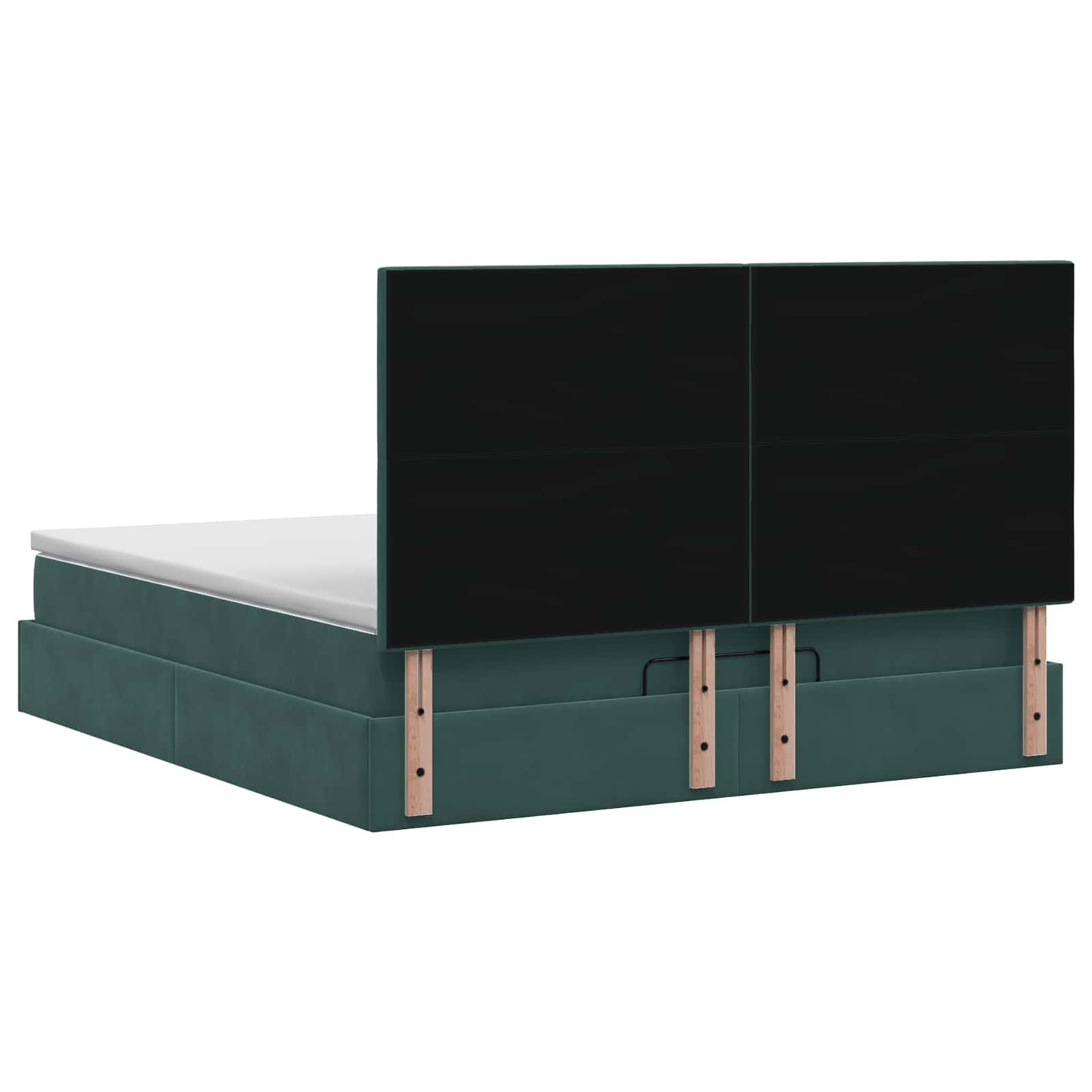 Ottoman seng med madras og LED Mørkegrøn 140 x 190 cm Fløjl