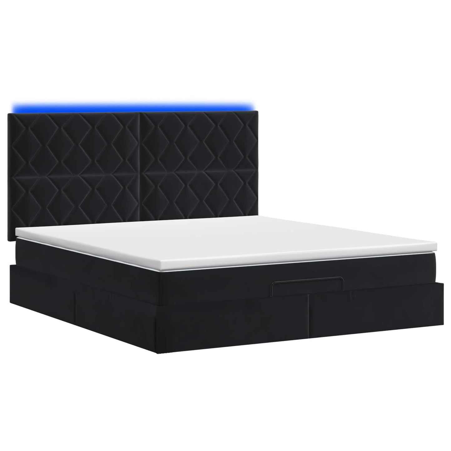 Ottoman seng med madras og LED Sort 140 x 190 cm Fløjl