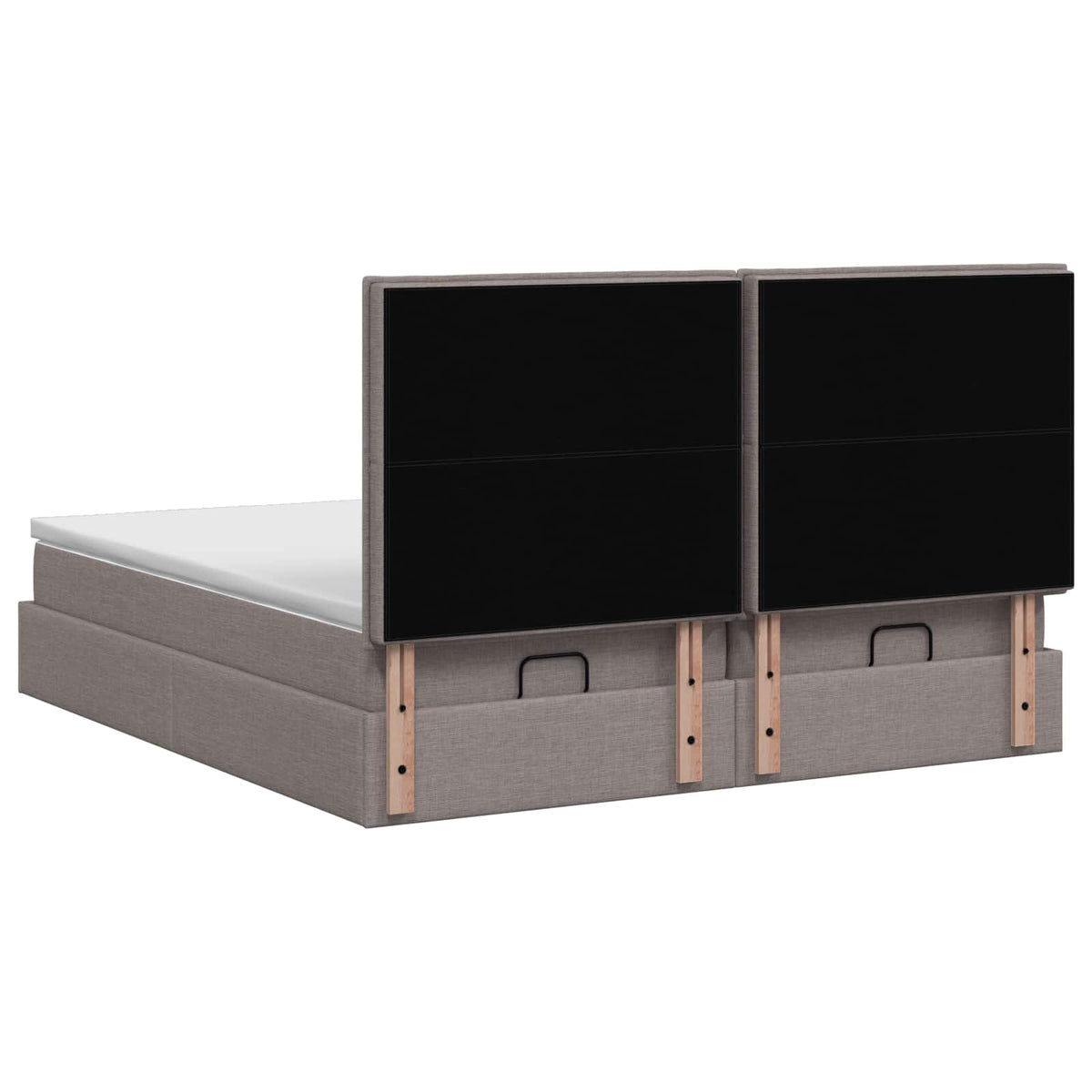 Ottoman seng med madras og LED Gråbrun 160 x 200 cm Stof
