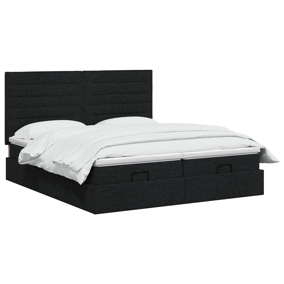 Ottoman seng med madras og LED Sort 200 x 200 cm Stof