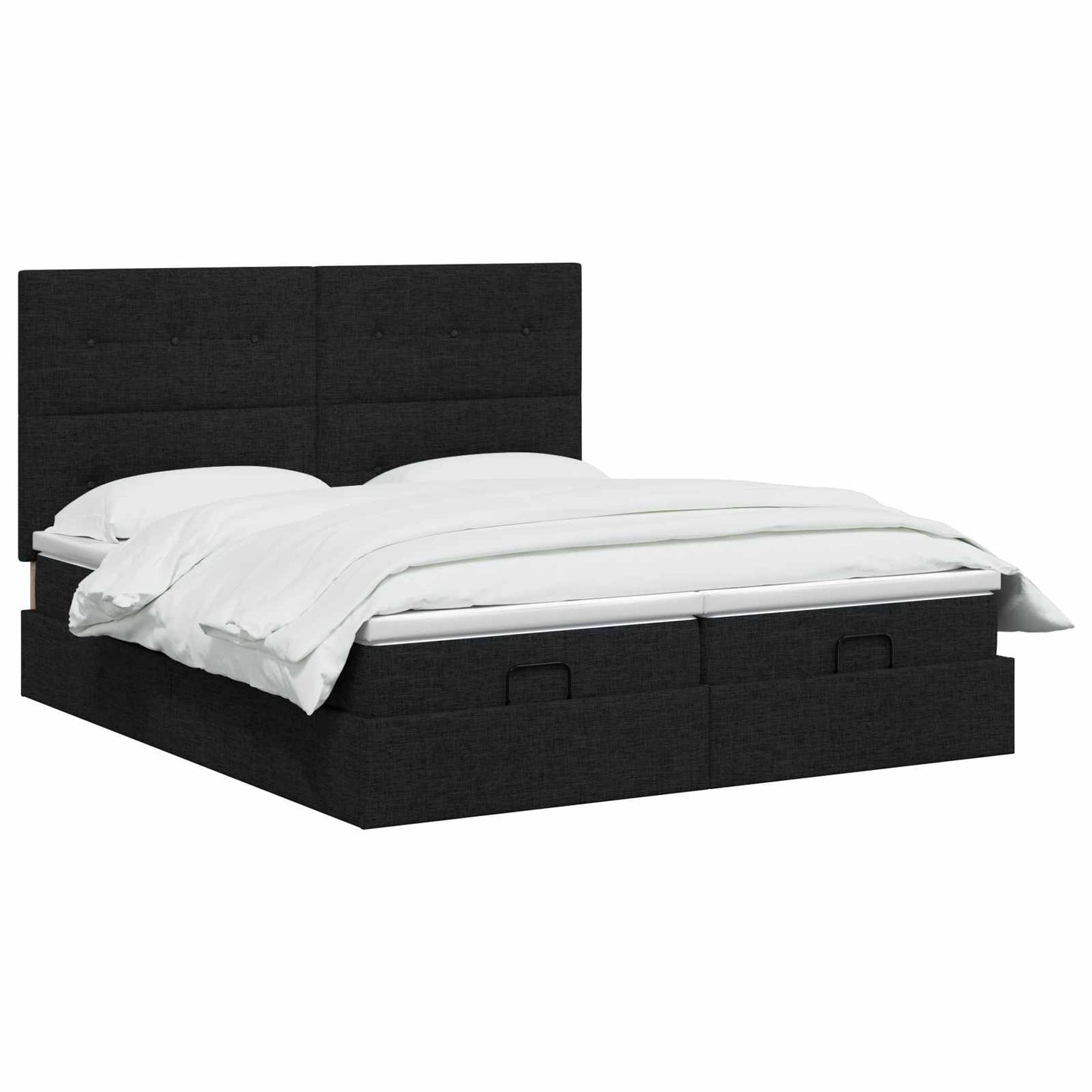 Ottoman seng med madras og LED Sort 180 x 200 cm Stof