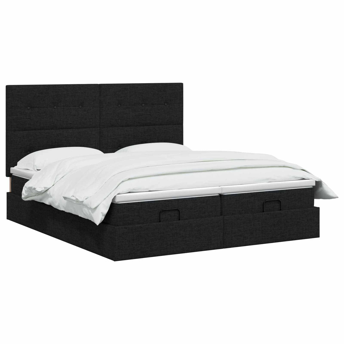 Ottoman seng med madras og LED Sort 200 x 200 cm Stof