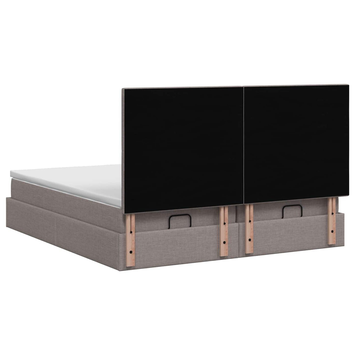 Ottoman seng med madras og LED Gråbrun 200 x 200 cm Stof